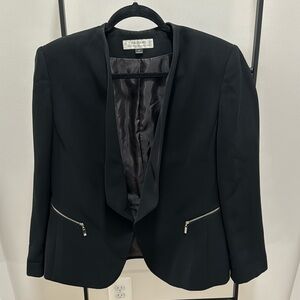 Black Blazer with Zipper Faux Pockets
